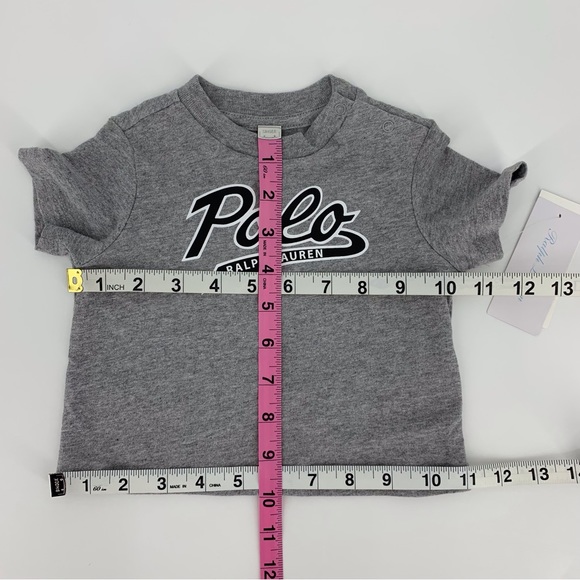 Ralph Lauren NWT Infant Heather Grey Script 'Polo' Logo Short Sleeve Tee, 3M - Picture 10 of 14